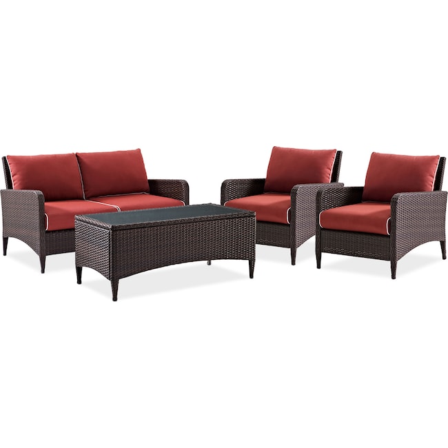 Outdoor Furniture - Corona Outdoor Loveseat, Set of 2 Chairs and Coffee Table