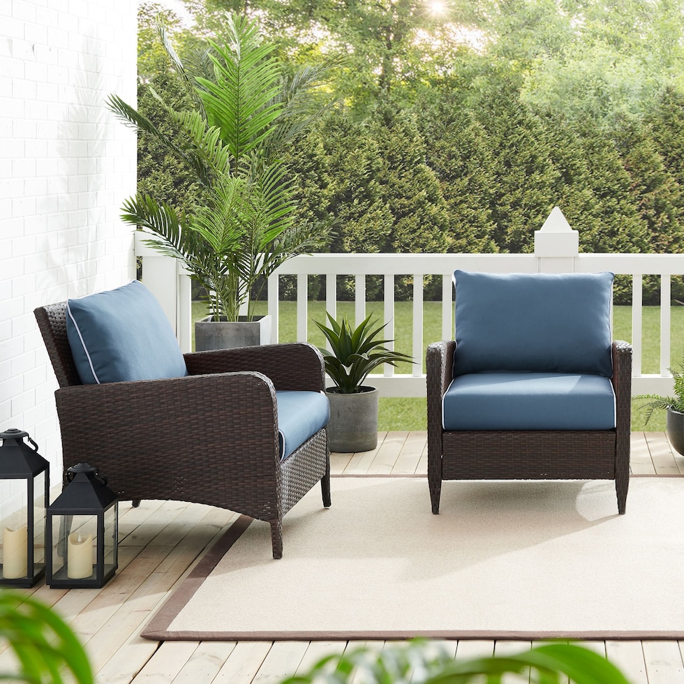 corona blue outdoor chair set   