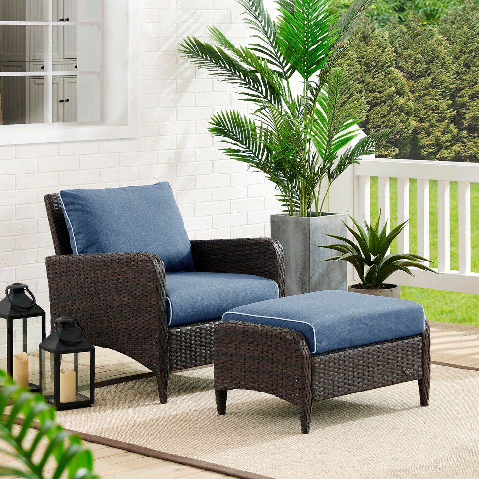 corona blue outdoor chair set   