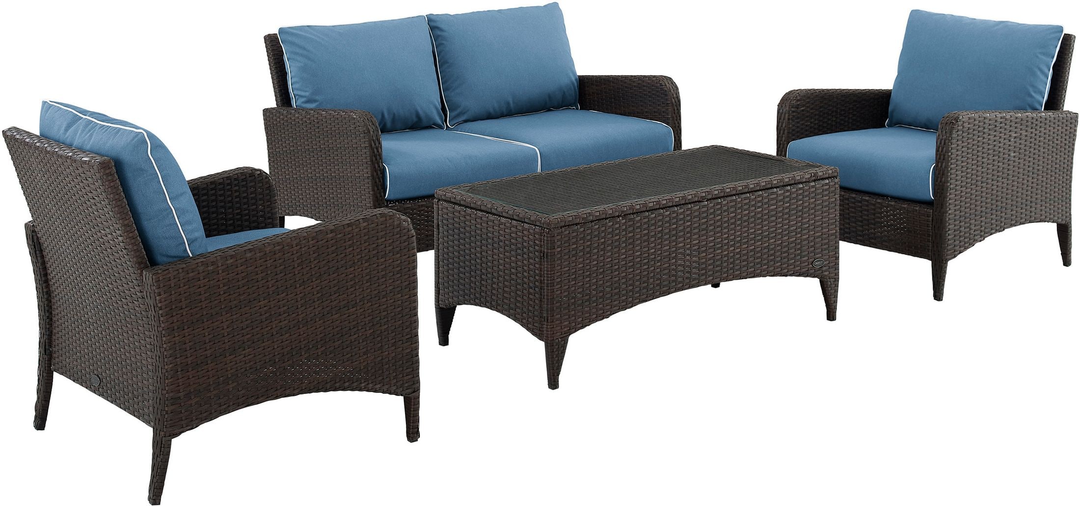 Corona Outdoor Loveseat Set of 2 Chairs and Coffee Table