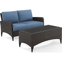 corona blue outdoor loveseat set   