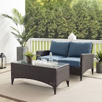 corona blue outdoor loveseat set   