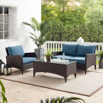corona blue outdoor loveseat set   