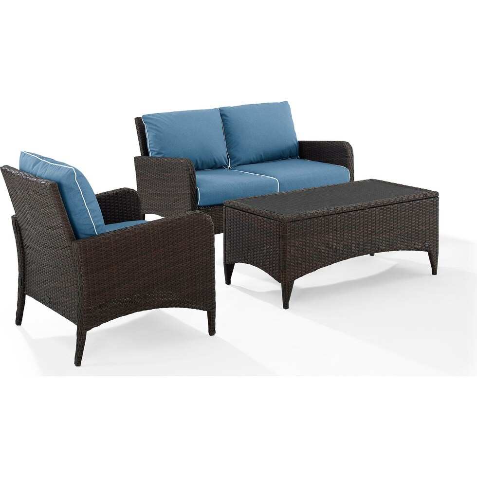 corona blue outdoor loveseat set   