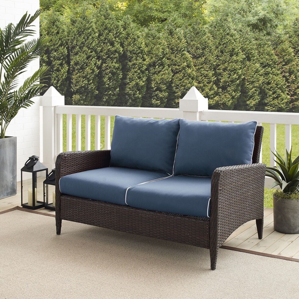 corona blue outdoor loveseat   