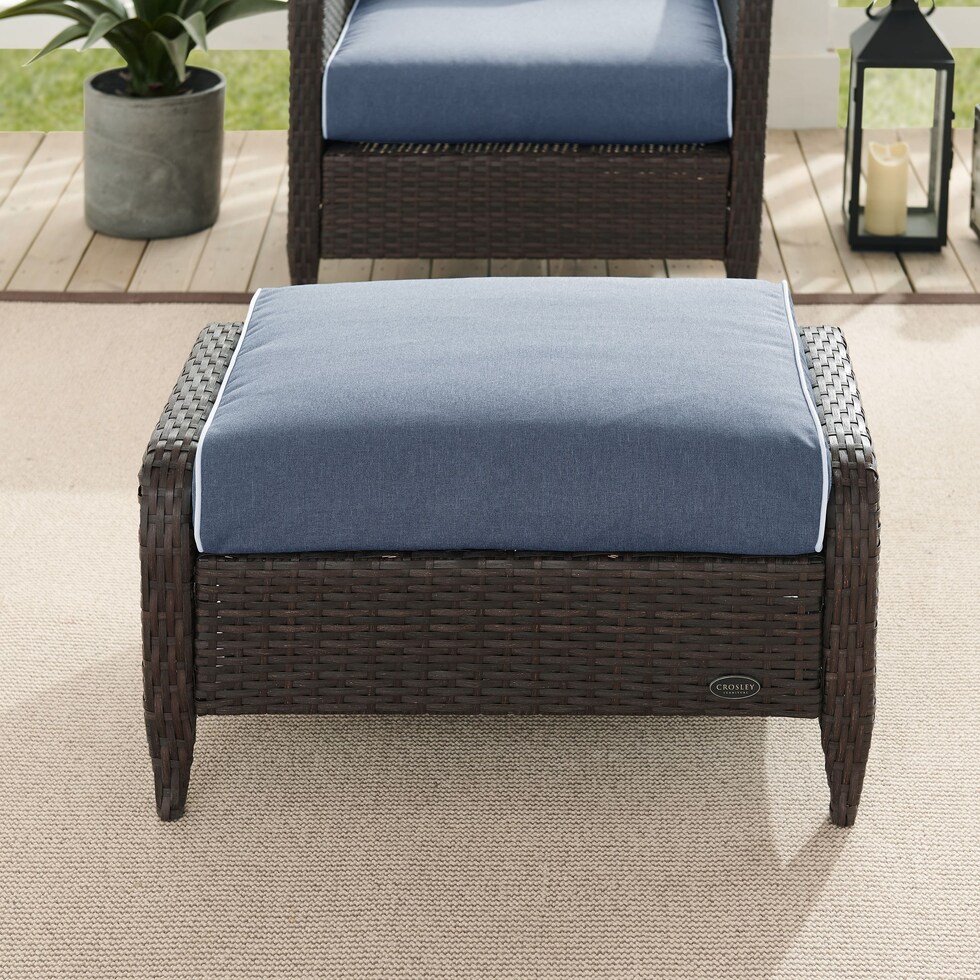 corona blue outdoor ottoman   