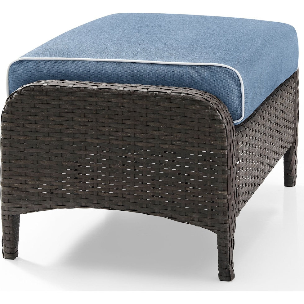 corona blue outdoor ottoman   