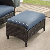 corona blue outdoor ottoman   