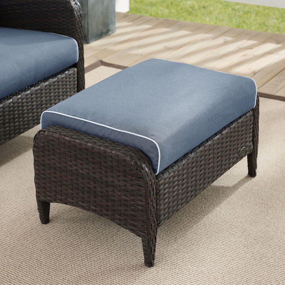 corona blue outdoor ottoman   