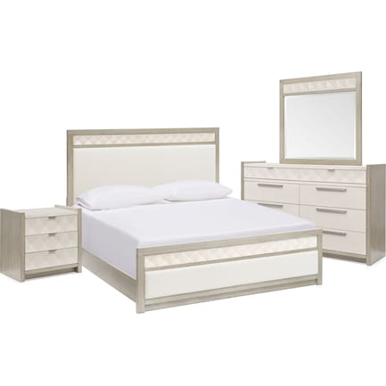 Coronado 6-Piece Bedroom Set with Dresser, Mirror and Charging Nightstand