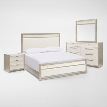 Coronado 6-Piece Bedroom Set with Dresser, Mirror and Charging Nightstand