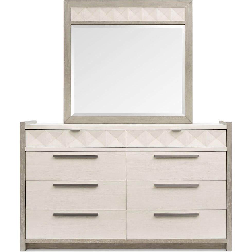 coronado bedroom ivory gray dresser and mirror   