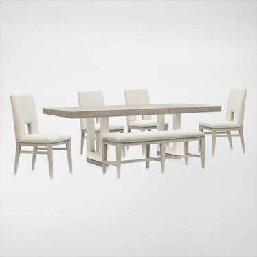 Coronado Extendable Dining Table, 4 Side Chairs, and Bench