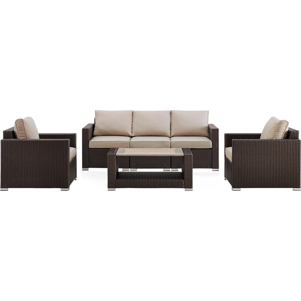 coronado dark brown outdoor sofa set   