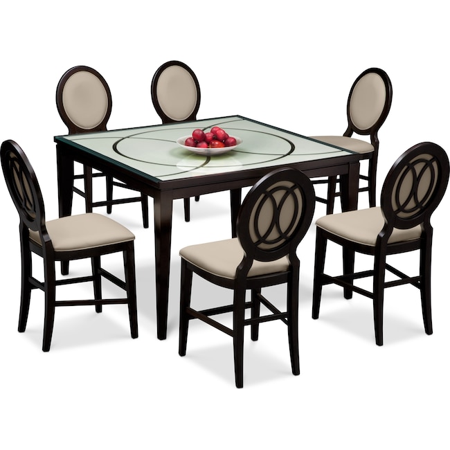 Dining Room Furniture - Cosmo Counter-Height Dining Table and 6 Dining Chairs