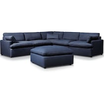 cozy blue  pc sectional and ottoman   