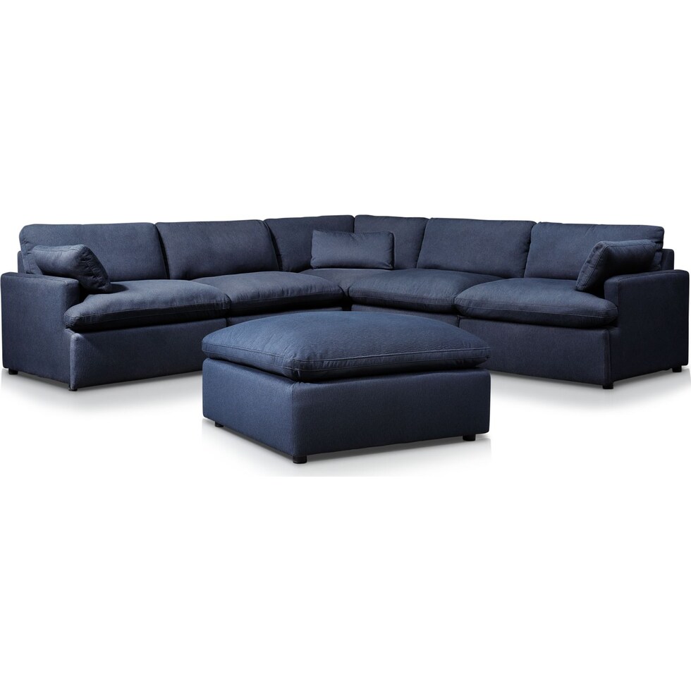 cozy blue  pc power reclining sectional   