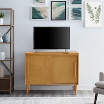 craig light brown tv console   