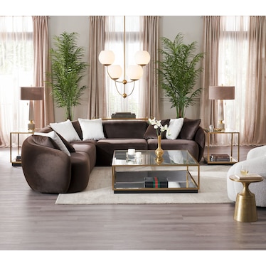 Crescent 5-Piece Sectional - Dark Brown