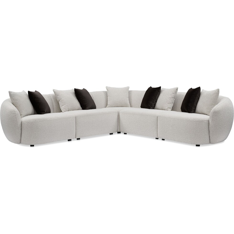 crescent white  pc sectional   
