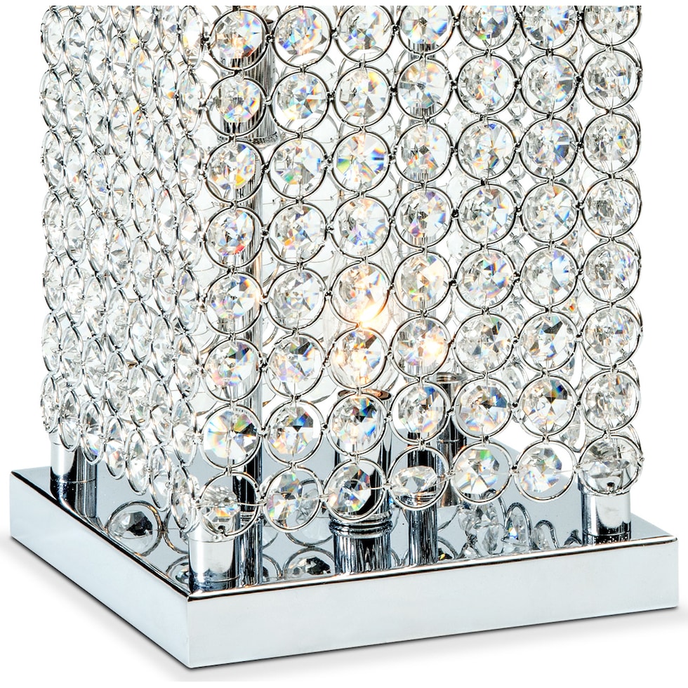 crystal tower silver table lamp   