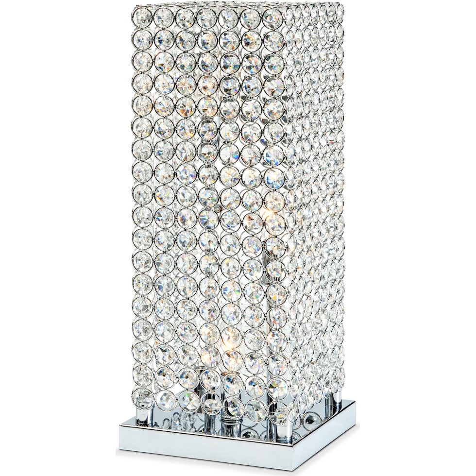 crystal tower silver table lamp   