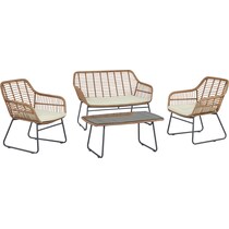 cumberland tan cream outdoor loveseat set   