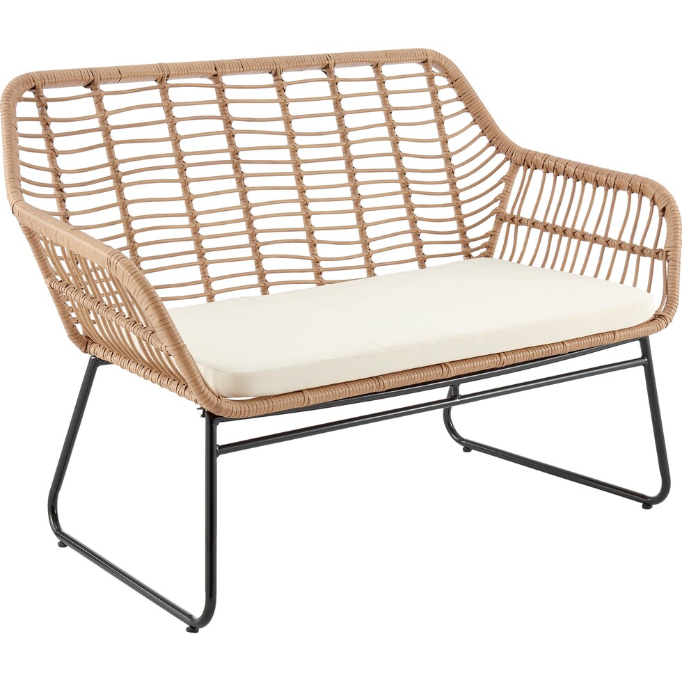 cumberland tan cream outdoor loveseat set   