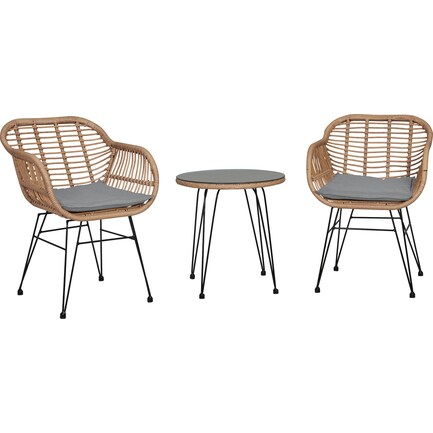 Cumberland Outdoor Set of 2 Chairs and End Table - Gray