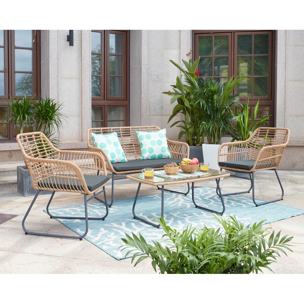 cumberland tan gray outdoor loveseat set   