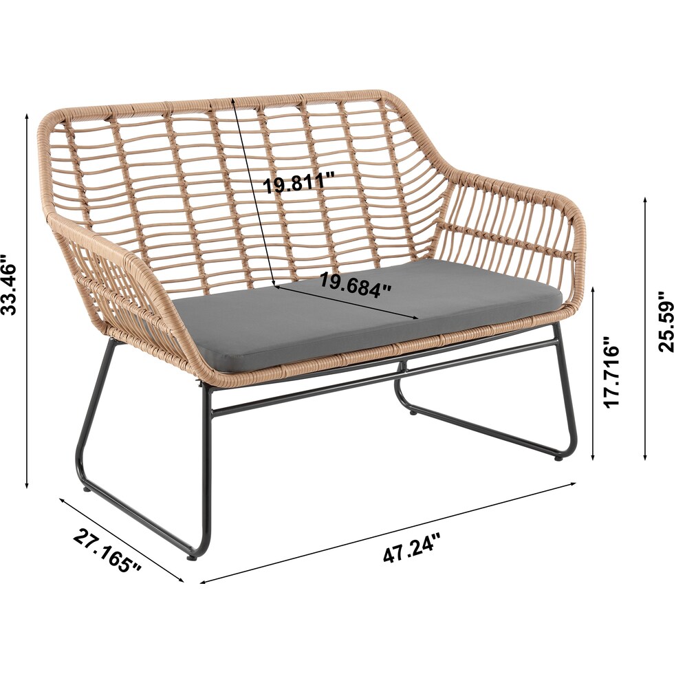 cumberland tan gray outdoor loveseat set   