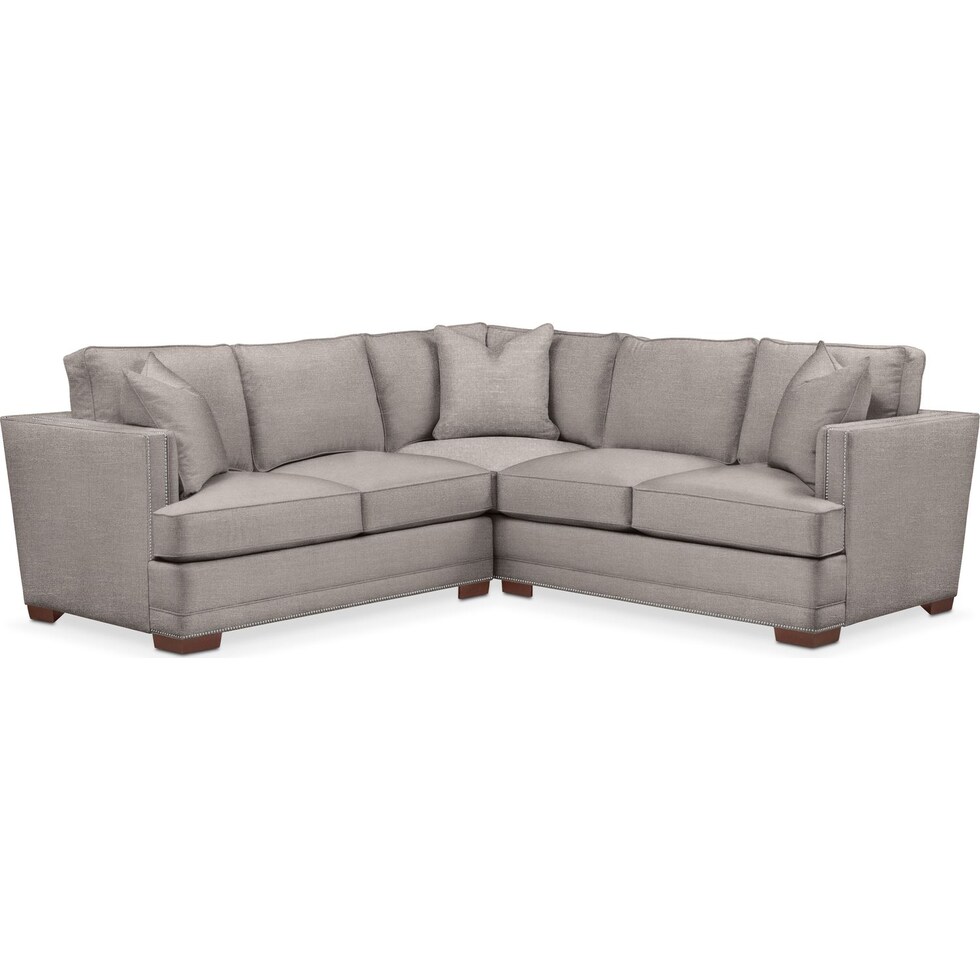 curious silver pine  pc sectional with left facing loveseat   