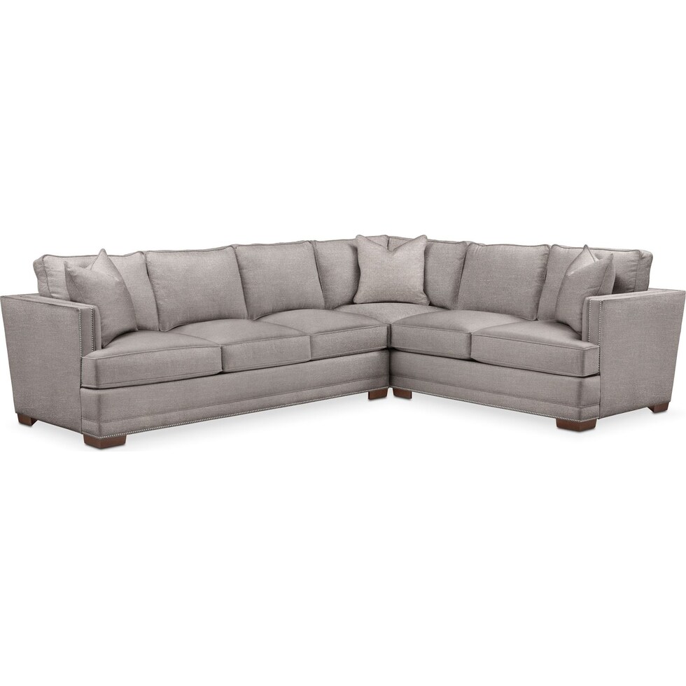 curious silver pine  pc sectional with left facing sofa   