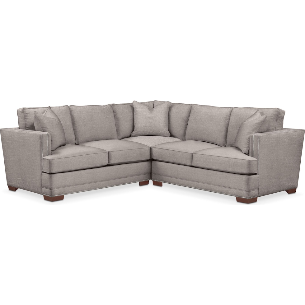 curious silver pine  pc sectional with right facing loveseat   