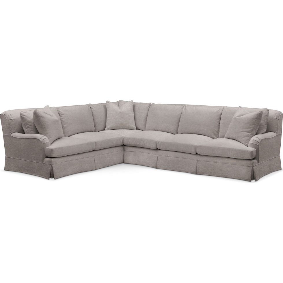 curious silver pine  pc sectional with right facing sofa   