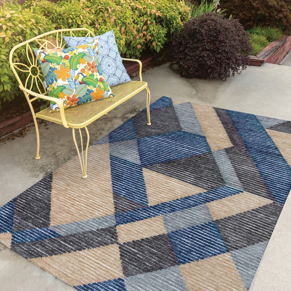 cybal blue outdoor area rug   