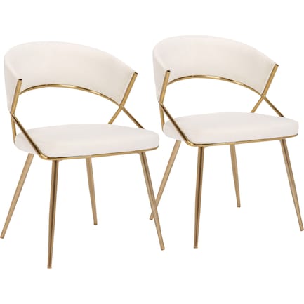 Cyntia 2-Piece Dining Chair Set - Cream/Gold