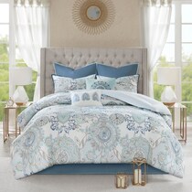 cyrene blue queen bedding set   