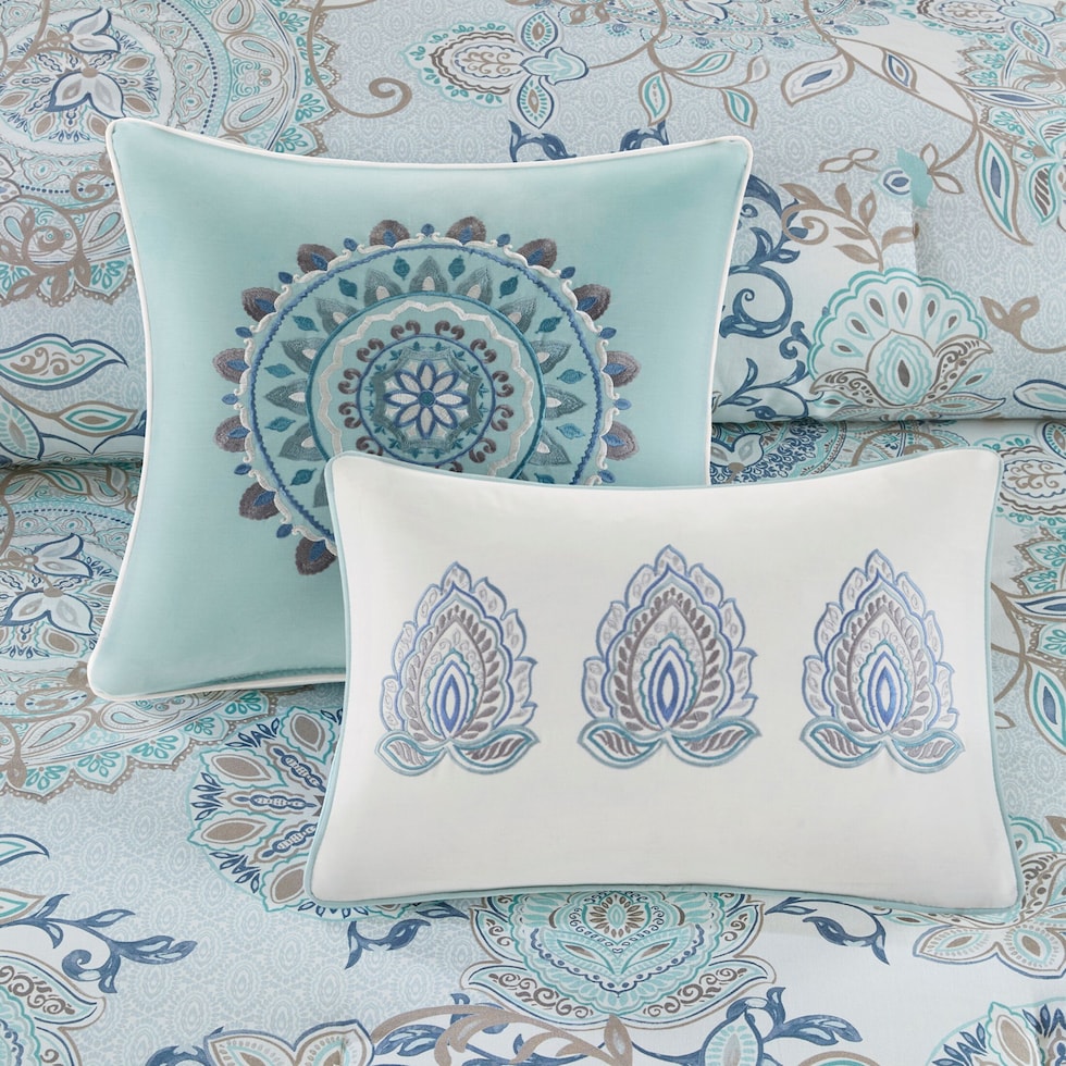 cyrene blue queen bedding set   