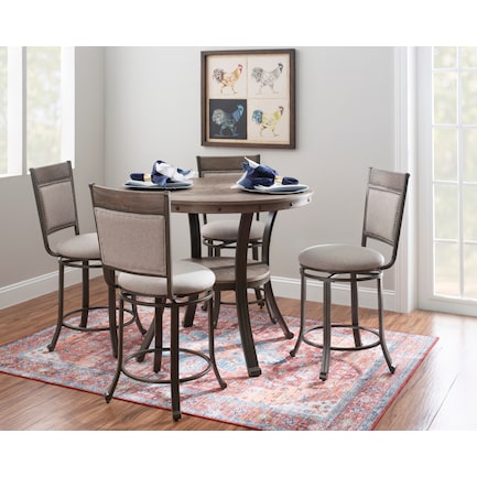 Cyril 5-Piece Counter-Height Dining Set - Pewter