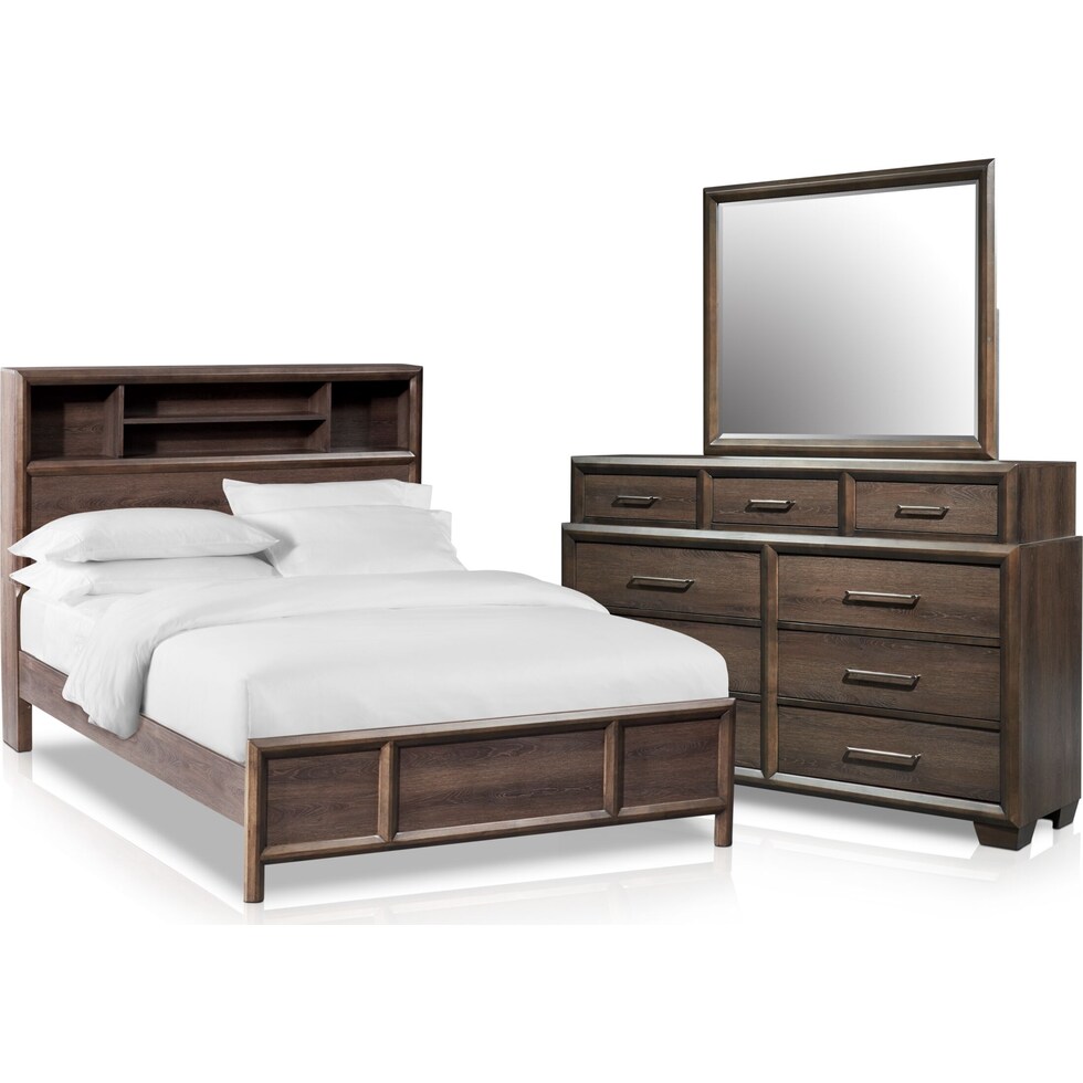 dakota dark brown  pc queen bedroom   