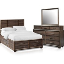dakota dark brown  pc queen storage bedroom   
