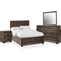 dakota dark brown  pc king storage bedroom   