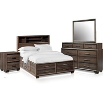 dakota dark brown  pc king storage bedroom   