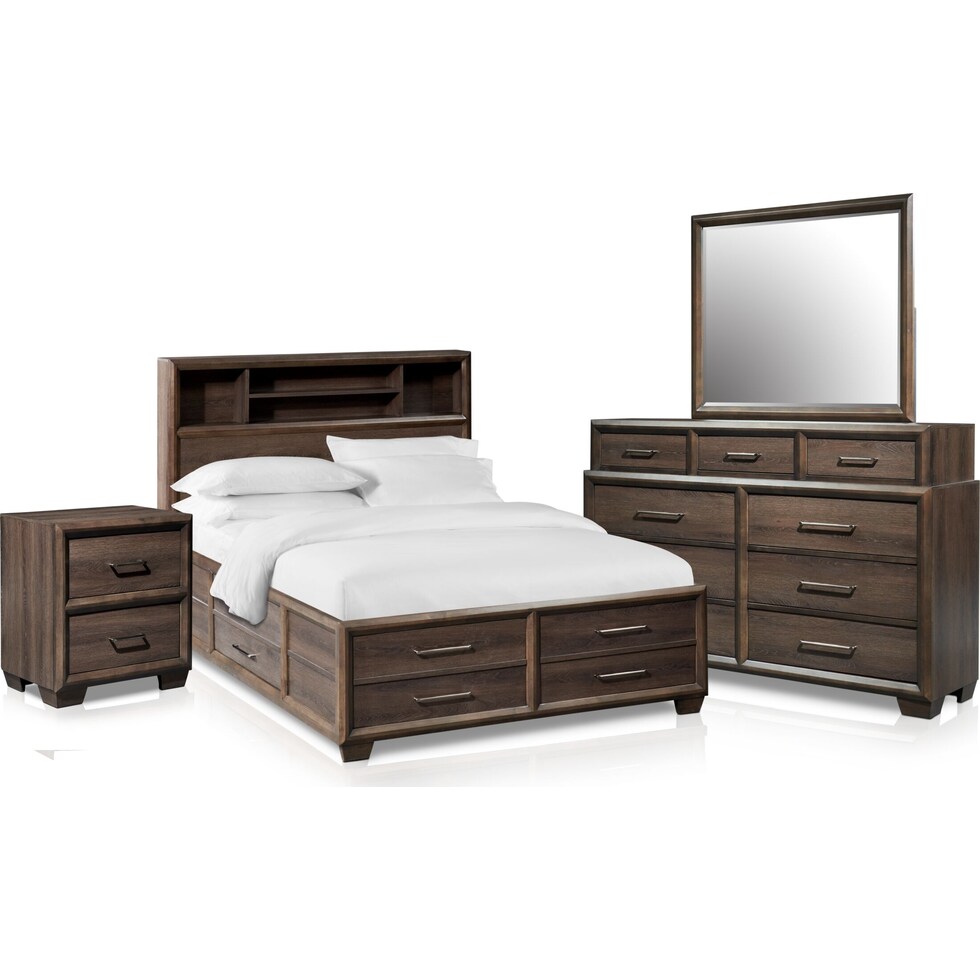 dakota dark brown  pc king storage bedroom   