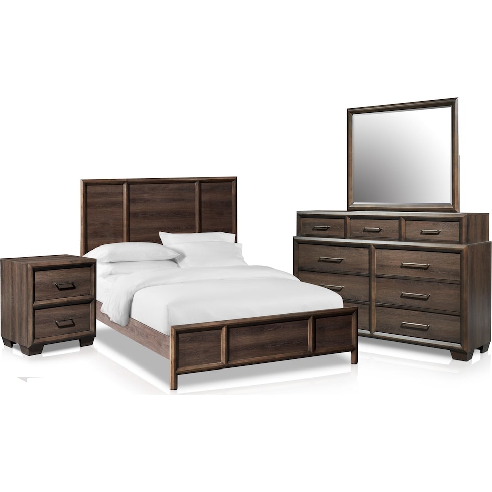 dakota dark brown  pc queen bedroom   