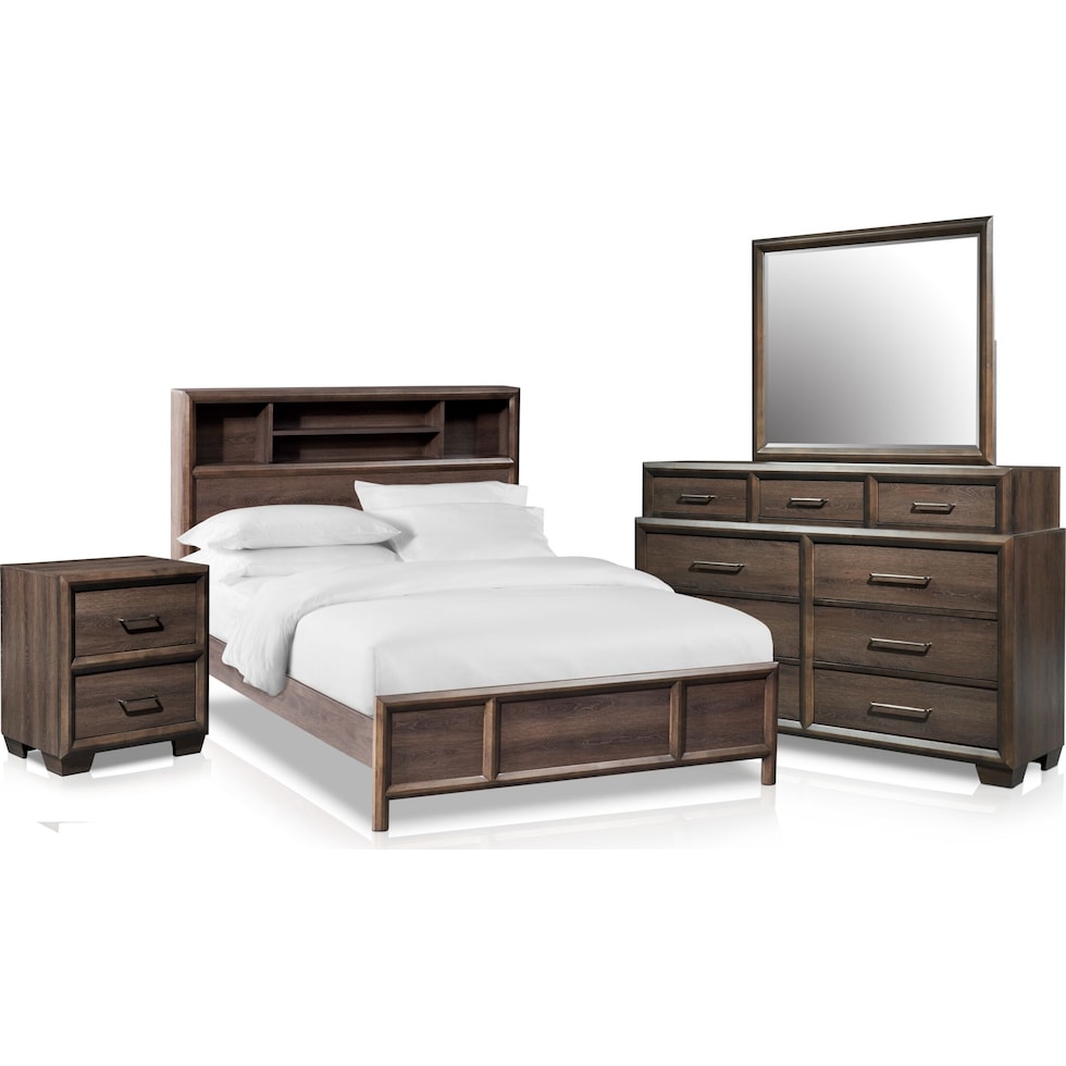 dakota dark brown  pc queen bedroom   