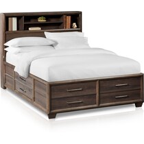 dakota dark brown queen storage bed   
