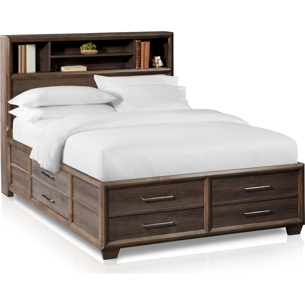 dakota dark brown queen storage bed   