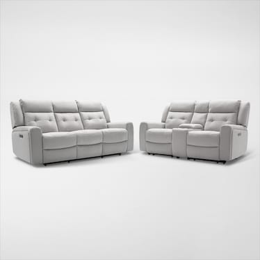 Damen Dual-Power Reclining Sofa and Loveseat Set